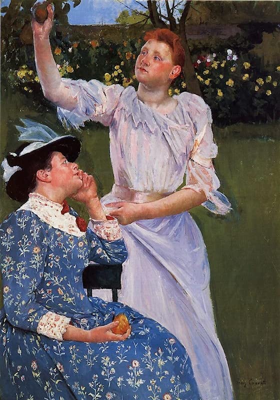 Tableau sur toile Mary Cassatt Jeune femme cueillant des fruits - Impression d'art premium