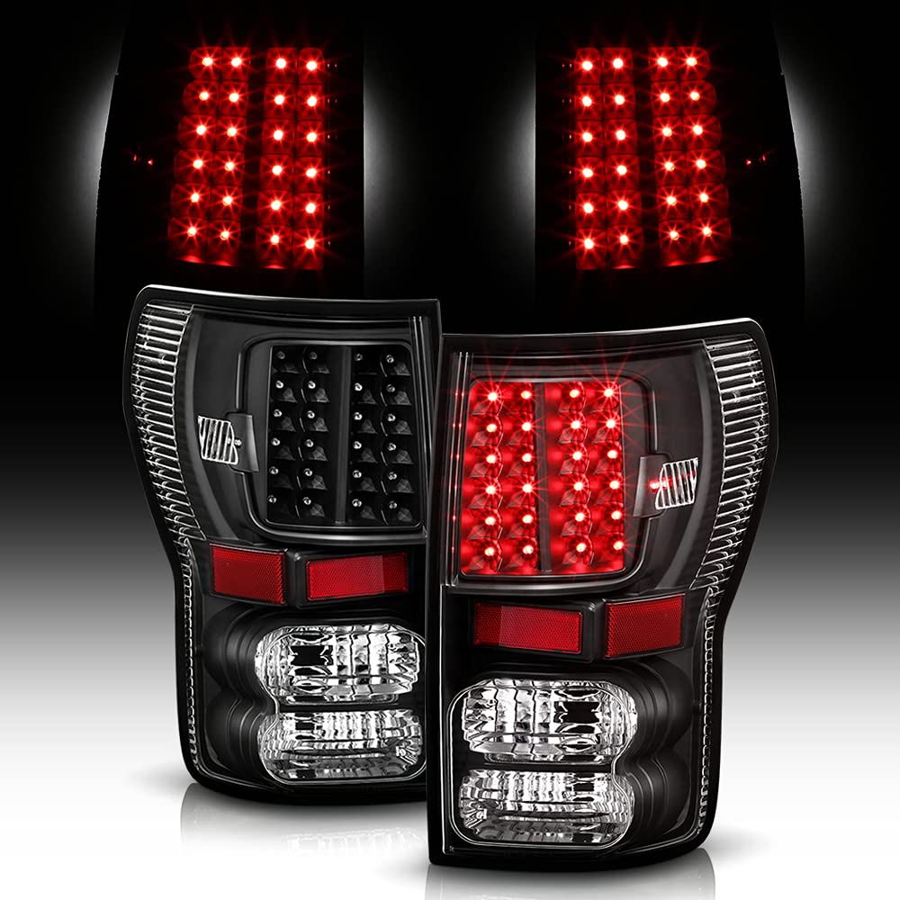 ACANII - For 2007-2013 Toyota Tundra Pickup Truck Black HOusing LED Tail Lights Brake Lamps Replacement Pair Left+Right