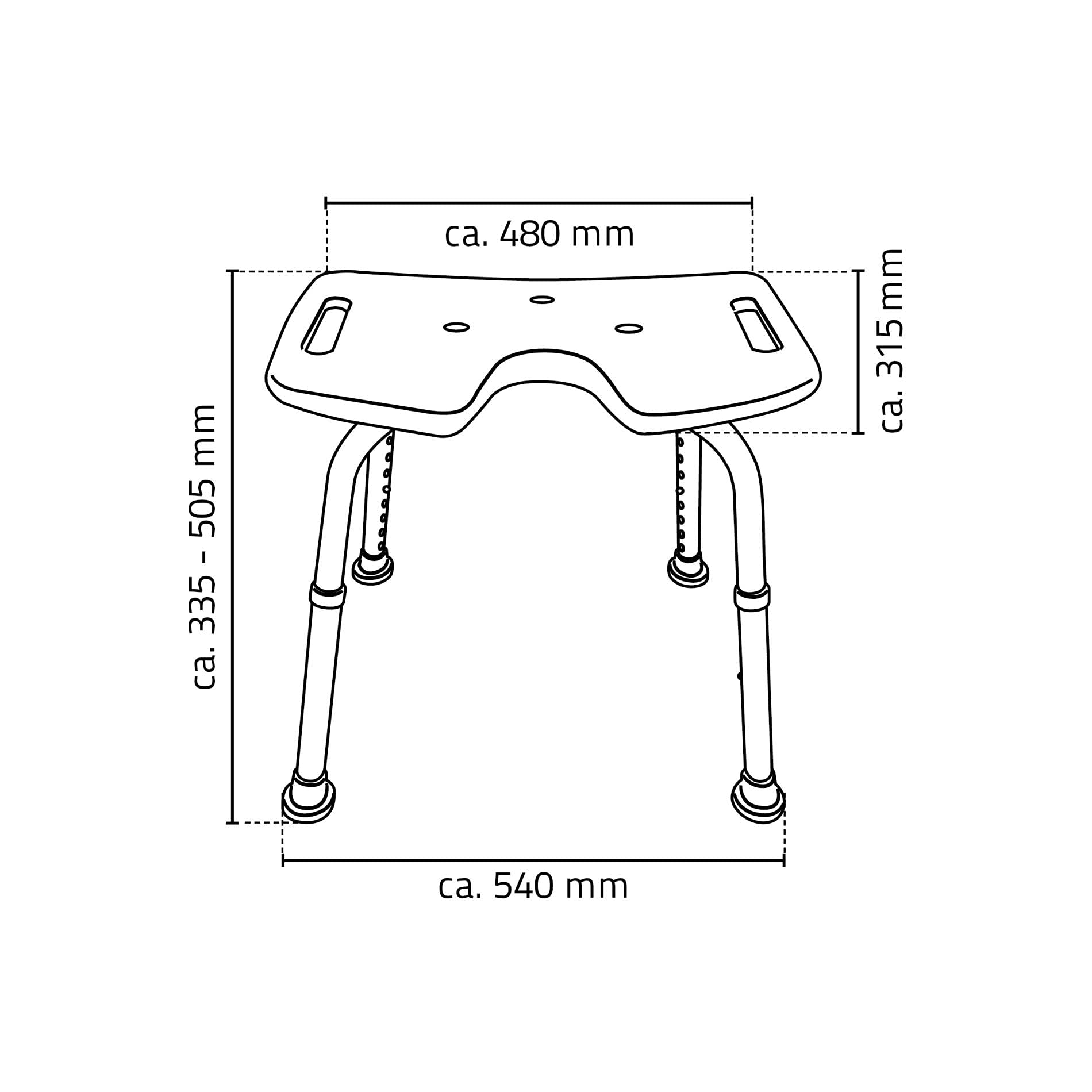 RIDDER Assistent A0050501 taboret łazienkowy, taboret prysznicowy z higienicznym wycięciem, biały