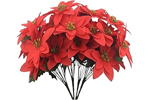 FERIAL Artificial Christmas Flowers Red Poinsettia