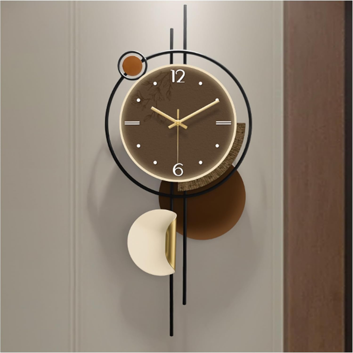 Modern Wall Clocks Battery Operated Chinese Style Large Unique Wall Clock Battery Operated for Living Room &Bedroom Brown Orchids 27"*12" Small Brown-orchid