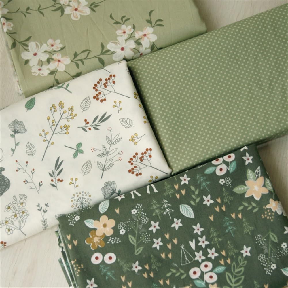 Tissu à coudre en coton sergé floral vert avril 160 x 50 cm, vêtements anciens, vêtements, vêtements (pois sésame, 160 x 100 cm)