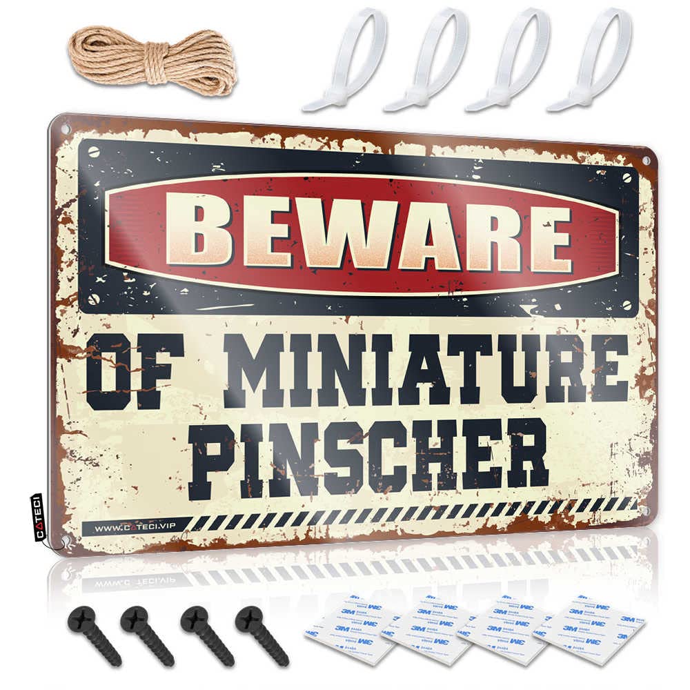 Vintage Metal Signs Funny Beware Of Miniature Pinscher Sign Backyard Bar Sign Funny Camping Signs(20X30CM)