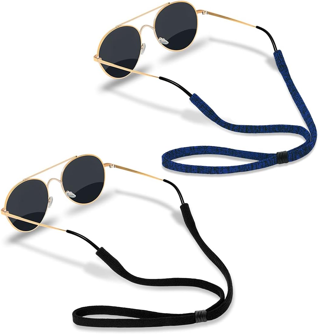 Glasses Strap (2 PCS) Sports Eyeglass Strap Adjustable Sunglasses Retainer for Men Women