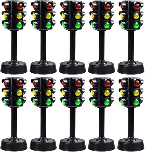 NUOBESTY Juguete de semáforo, semáforos de juguete, modelo de lámparas de tráfico para niños, juego educativo temprano, paquete de 10