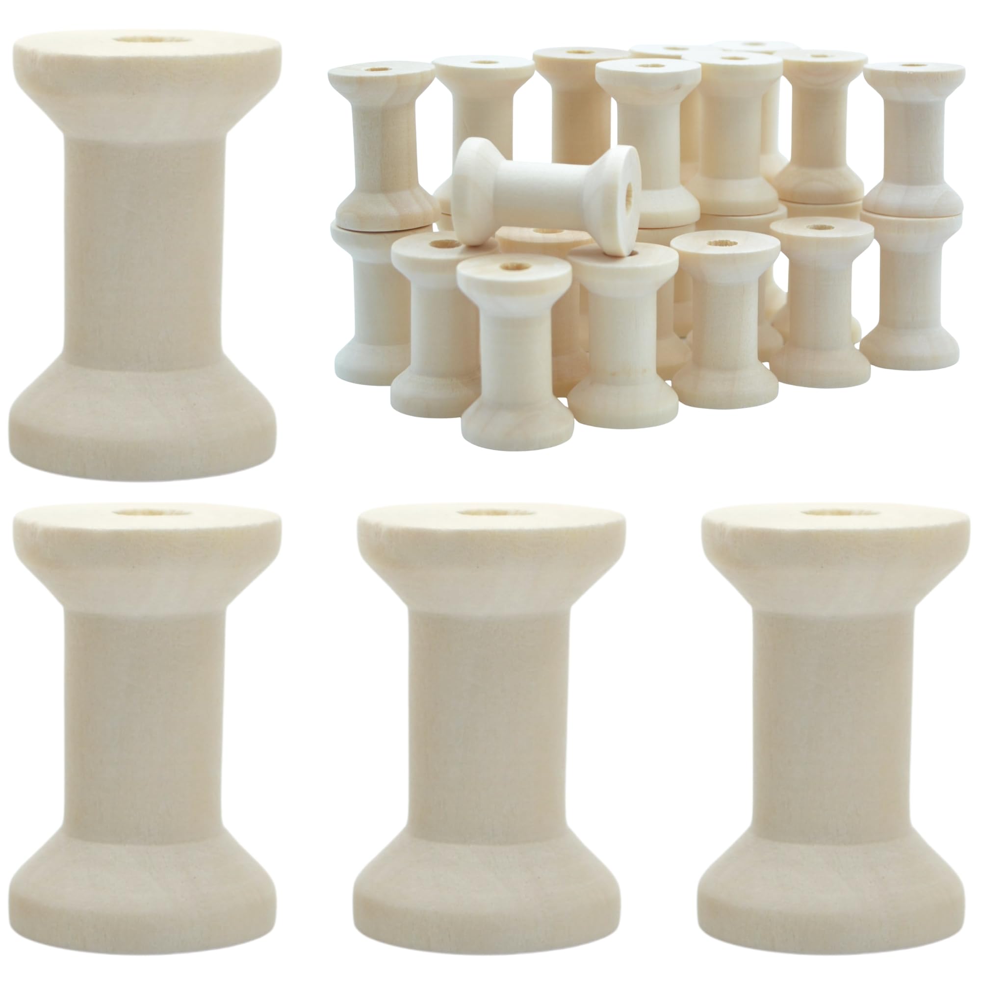 celloexpress 20mm x 30mm Natural Wooden Spools Empty Bobbins - Thread Ribbon Reel Sewing Stitching Crafts (Pack of 10) โ image 1