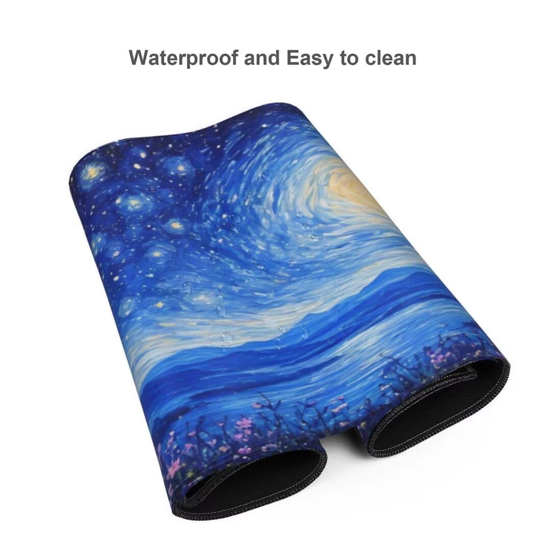 Alfombrilla de ratón 1400x600x3 MM, Alfombrilla Ratón XXL Extendida de Gran Tamaño con Bordes Cosidos, Base de Goma Antideslizante Almohadilla para Teclado, Lavanda de Las Estrellas S-11921