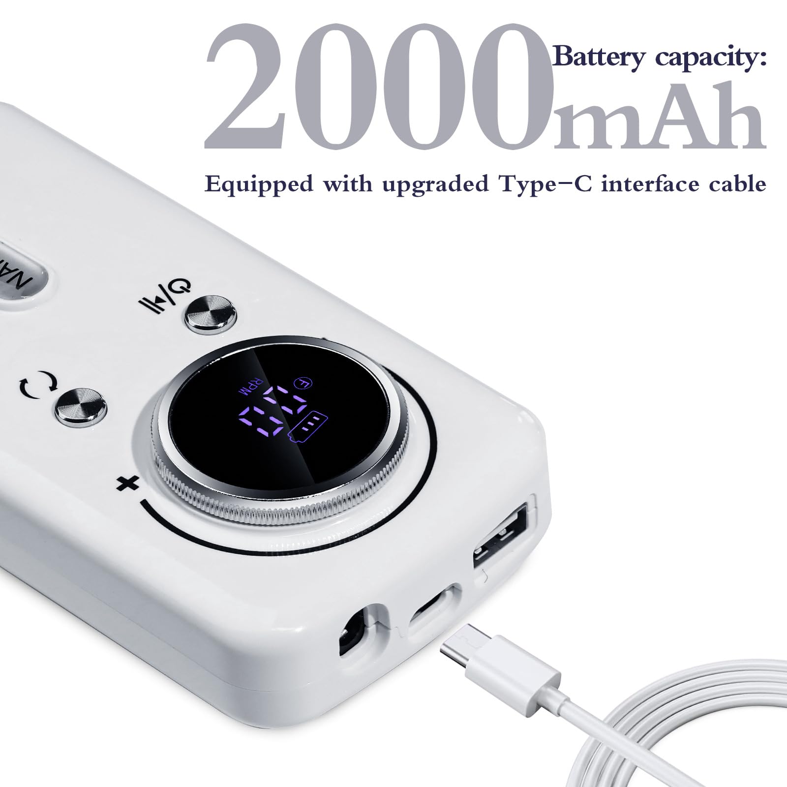 Torno Eléctrico para Uñas, 45000RPM Taladro para Uñas, Lima de Uñas Eléctrica Recargable, Drill para Uñas Profesional, con 6 Drill y Bandas de Lijado, para Acrílicos/Geles/Uñas Naturales