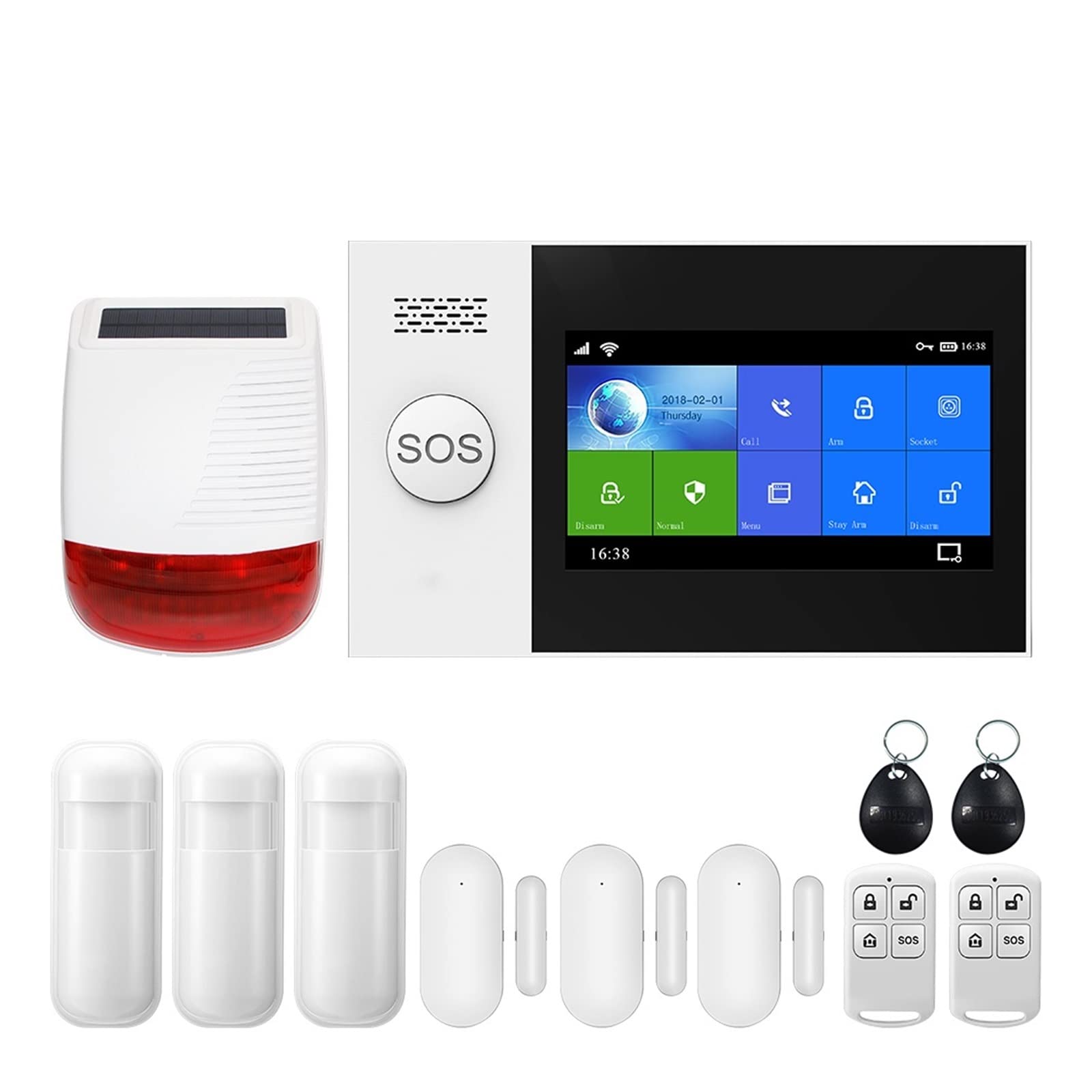 Sistema de Alarma, de Alarma 4G 3G for Seguridad en el hogar con Sirena Solar inalámbrica PIR Compatible Control Remoto Tuya(A-107.)