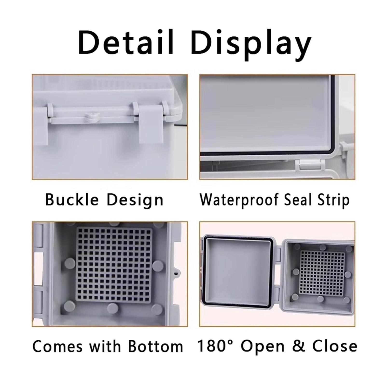 Caja de conexiones impermeable IP66, plástico ABS con hebilla de bisagra, caja de distribución de energía electrónica for proyectos eléctricos(300x200x170mm,Gray)