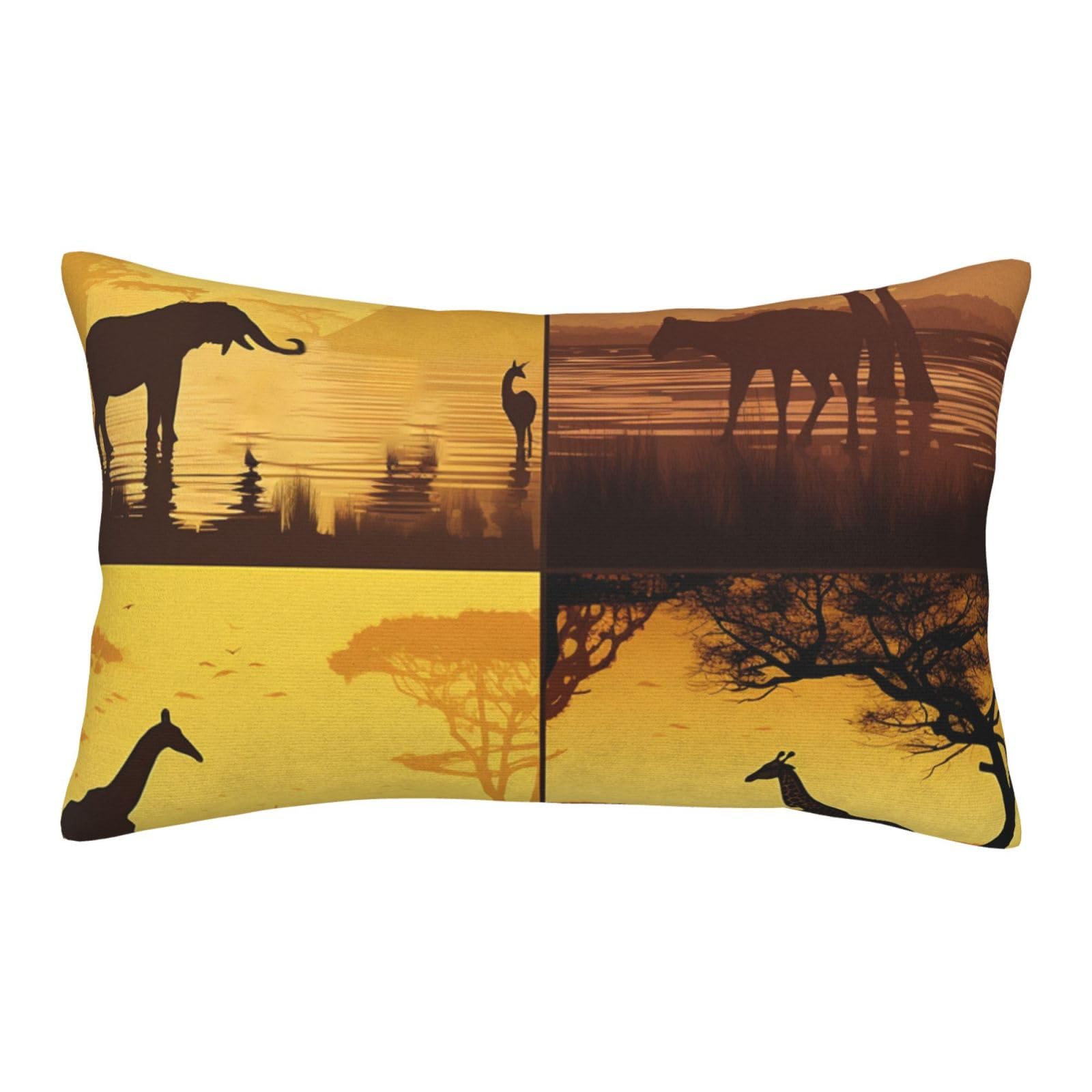 Velvet Pillowcases 20"x30" Ultra Soft Breathable Pillow Cases, Luxury Fuzzy Throw Pillow Covers with Zipper, African Grassland Animals Pillow Shams All Seasons Decorative Cushion Cases for Couch