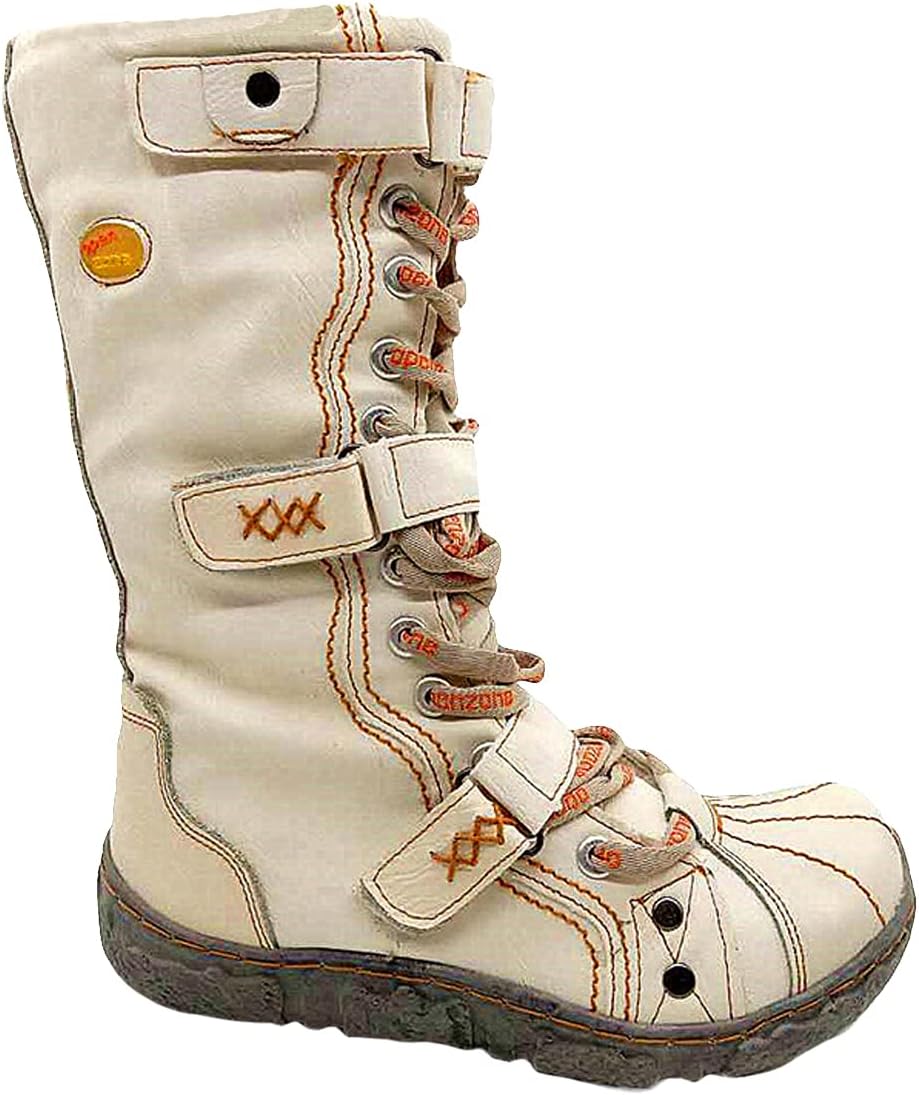 TMA EYES Strape-Accent Washed PU Leather Flat Damen Stiefel mit Übergröße - Bild 13 von 34