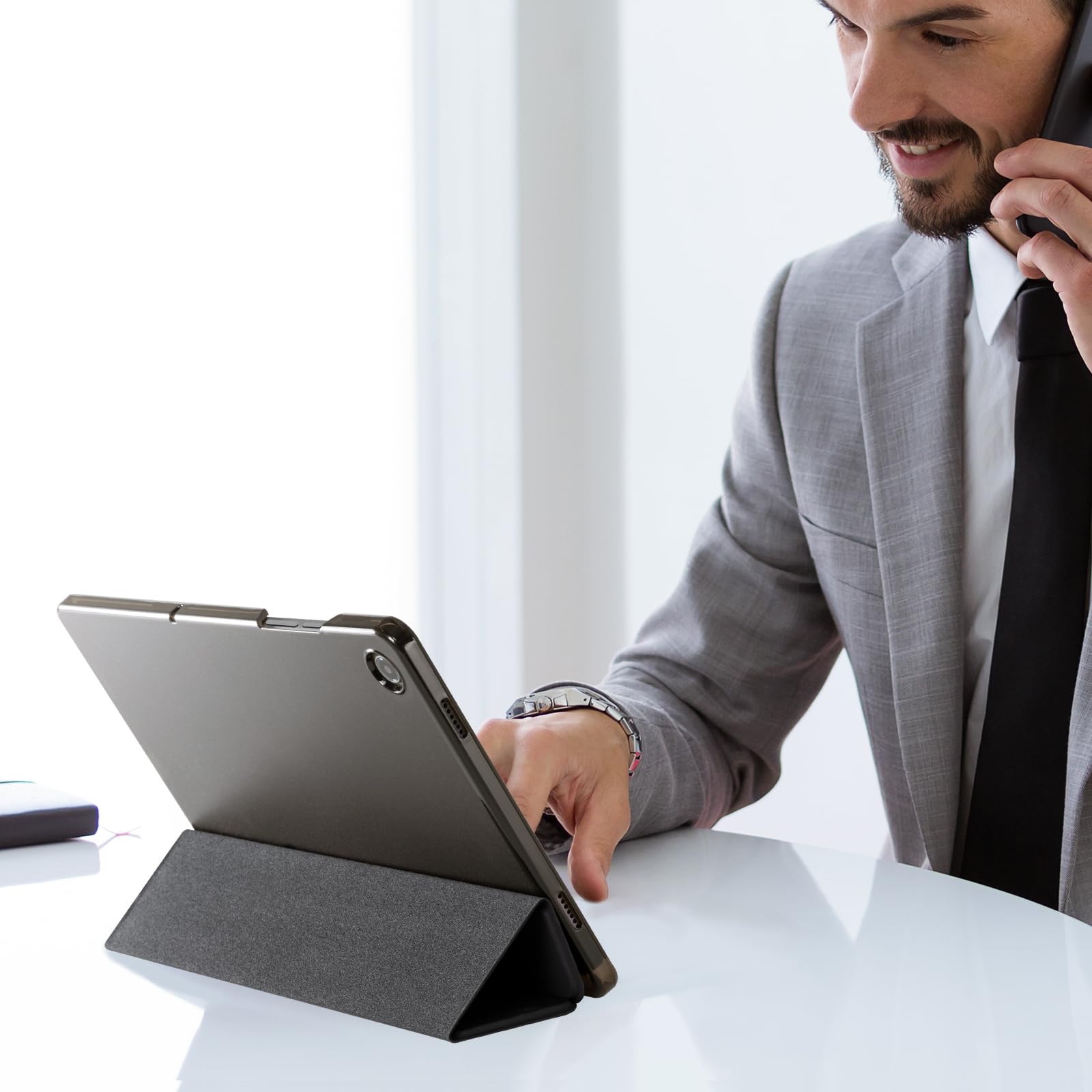 CoBak for Samsung Galaxy Tab A11+ Plus 11 Inch 2025/A9+ Plus 2023 - PU Leather Smart Cover for Tab A11+, Translucent Hard Shell, Multi-Viewing Angles, Black