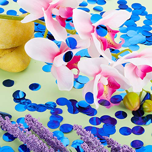 Image of TecUnite Sapphire Blue Foil Confetti Round Tissue Paper Table Confetti Dots for Wedding Birthday Party Decoration Arts Craft DIY Scrapbooking, 1.76 oz (1.5 cm)