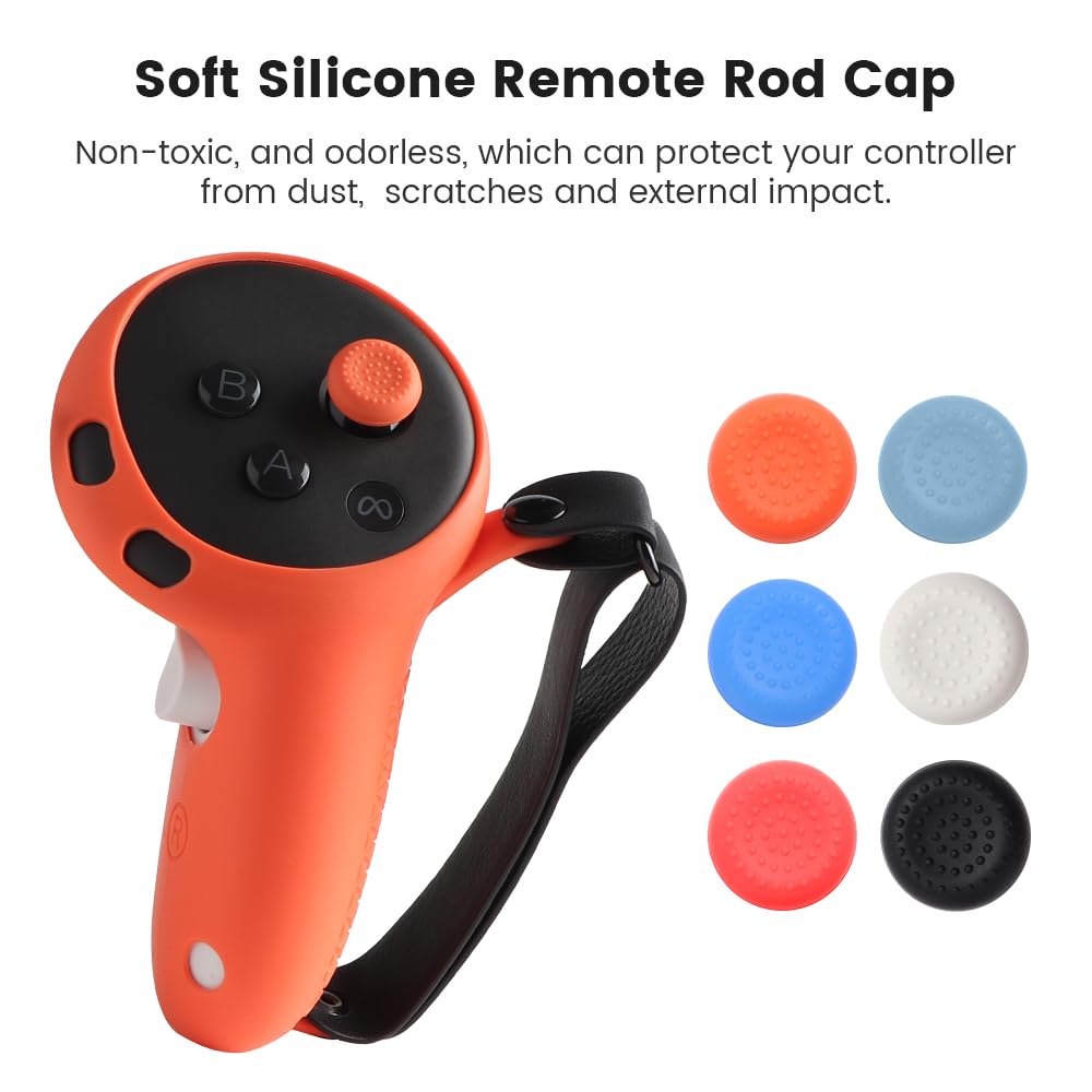 VR Touch Controller Grips Cover pour Meta Quest 3/Quest 3S, Accessoires pour Casque de réalité virtuelle, Housse de Protection en Silicone avec dragonne réglable (Noir)