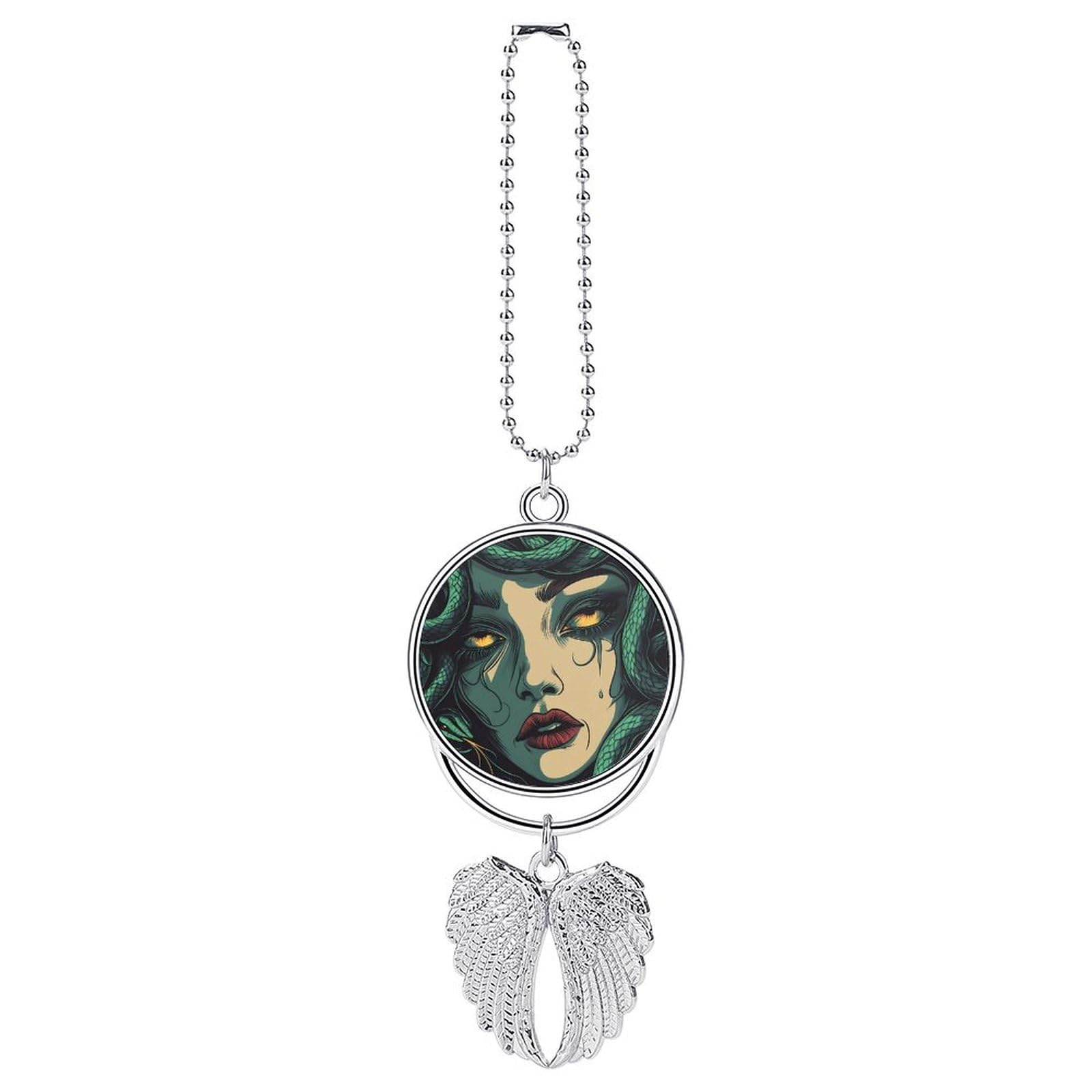 Medusa Greek Mythology Rearview Mirror Accessories Car Hanging Ornament Interior Decorations Silver-Style