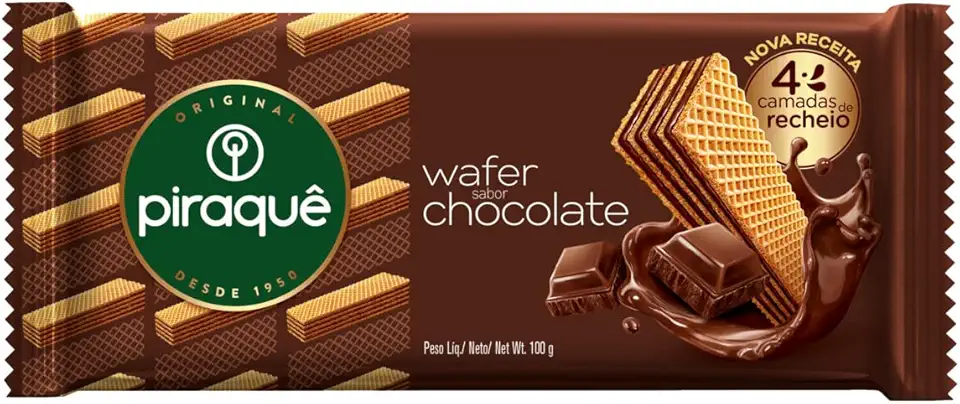 Piraquê Biscoito Wafer Recheio Chocolate 100g
