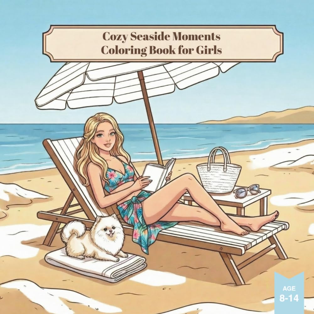 cozy seaside moments coloring book for girls (Cozy Moments with Hanna & Gucci (Coloring Series))