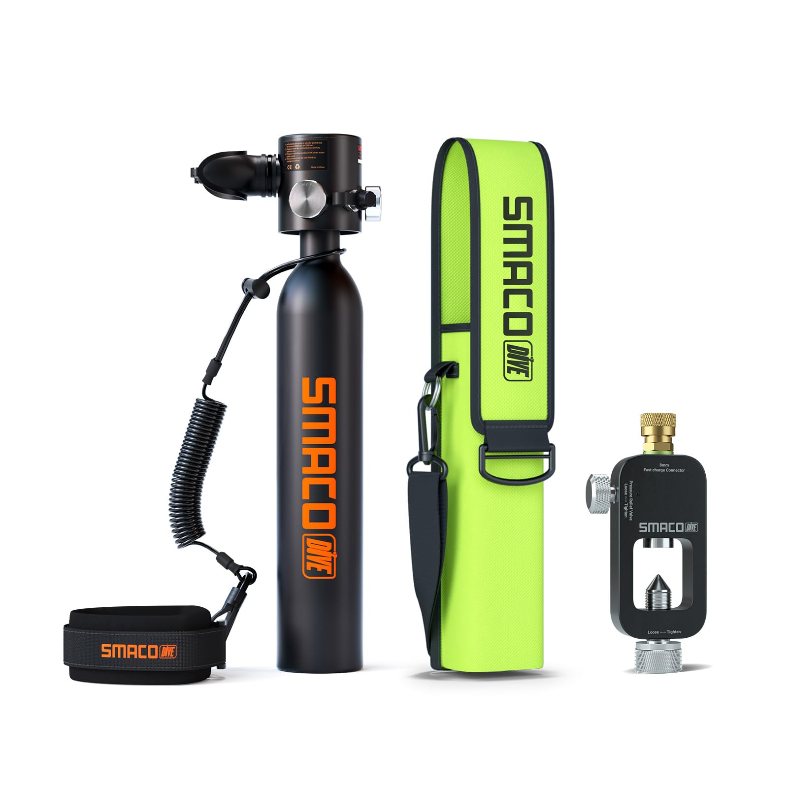 SMACO S300 Plus Mini Scuba Tank 0.5L Lung Air Tank Portable Mini Diving Tank Reusable Pony Bottle up to 10 Minutes Dive Time Backup Diving Oxygen Cylinder for Underwater Exploration Rescue