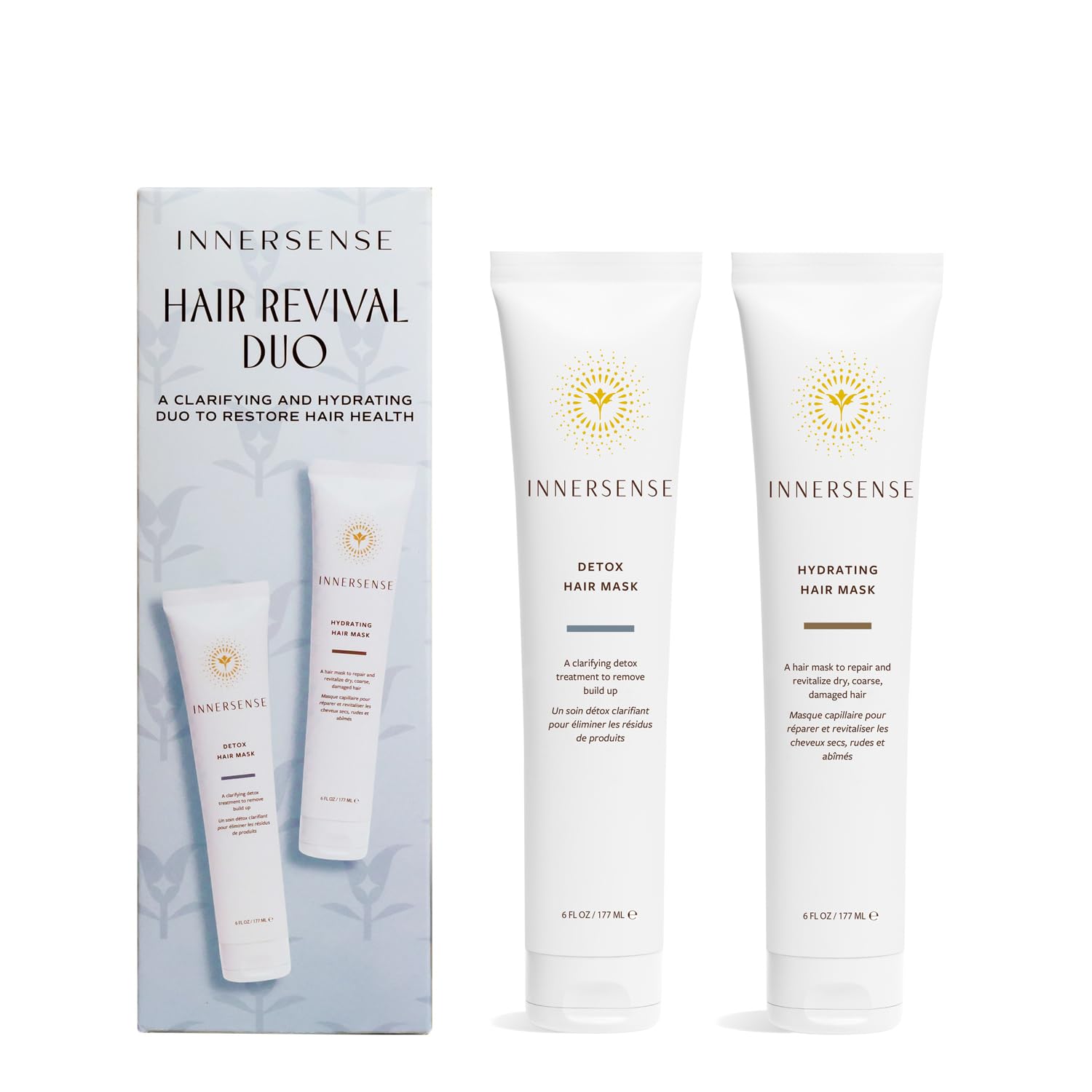 INNERSENSE Organic Beauty - Hair Revival Duo Holiday Set | Detox Hair Mask, Hydrate Hair Mask | Non-Toxic, Cruelty-Free, Clean Haircare (2 piece set)