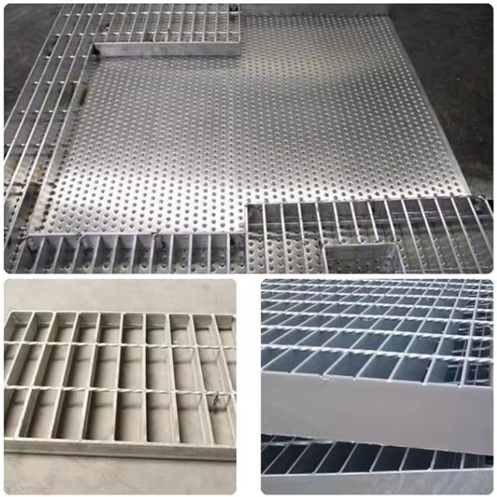 Galvanized Steel Drain Grate, Outdoor Drain Cover Garage Channel Drain Cover Durable Heavy Duty Channel Grate Floor Drain Sewer Grille (Color : Silver, Size : 50x30x2cm)