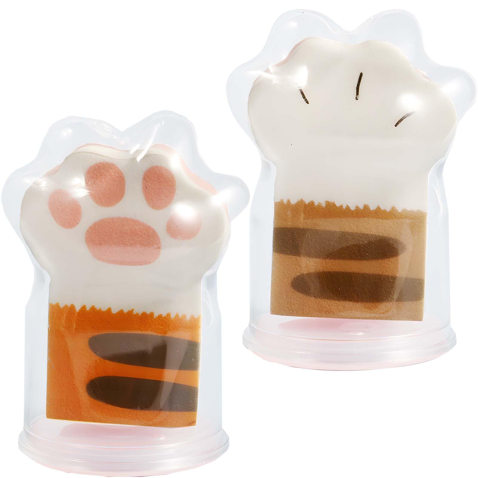 2 Pieces Cat Paw Cushion Makeup Blender - Soft, Long Design for Blending, Dry Wet Dual Use Foundation Sponge with Storage Case