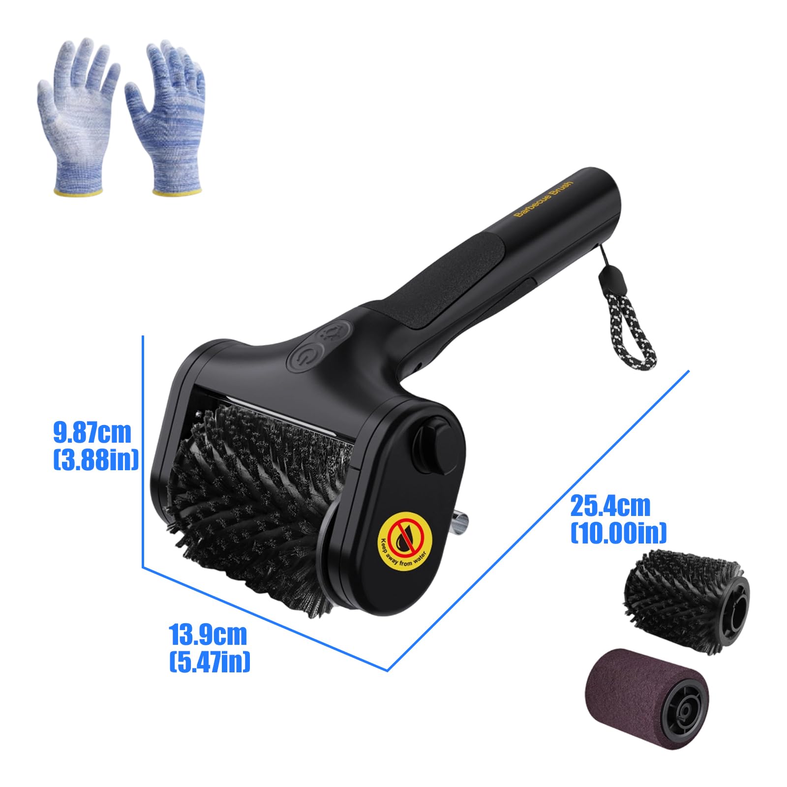 Estropajo resistente para barbacoa con dos fibras metálicas y sintéticas a lo largo de la estructura de luz integrada, limpiador ergonómico para barbacoa