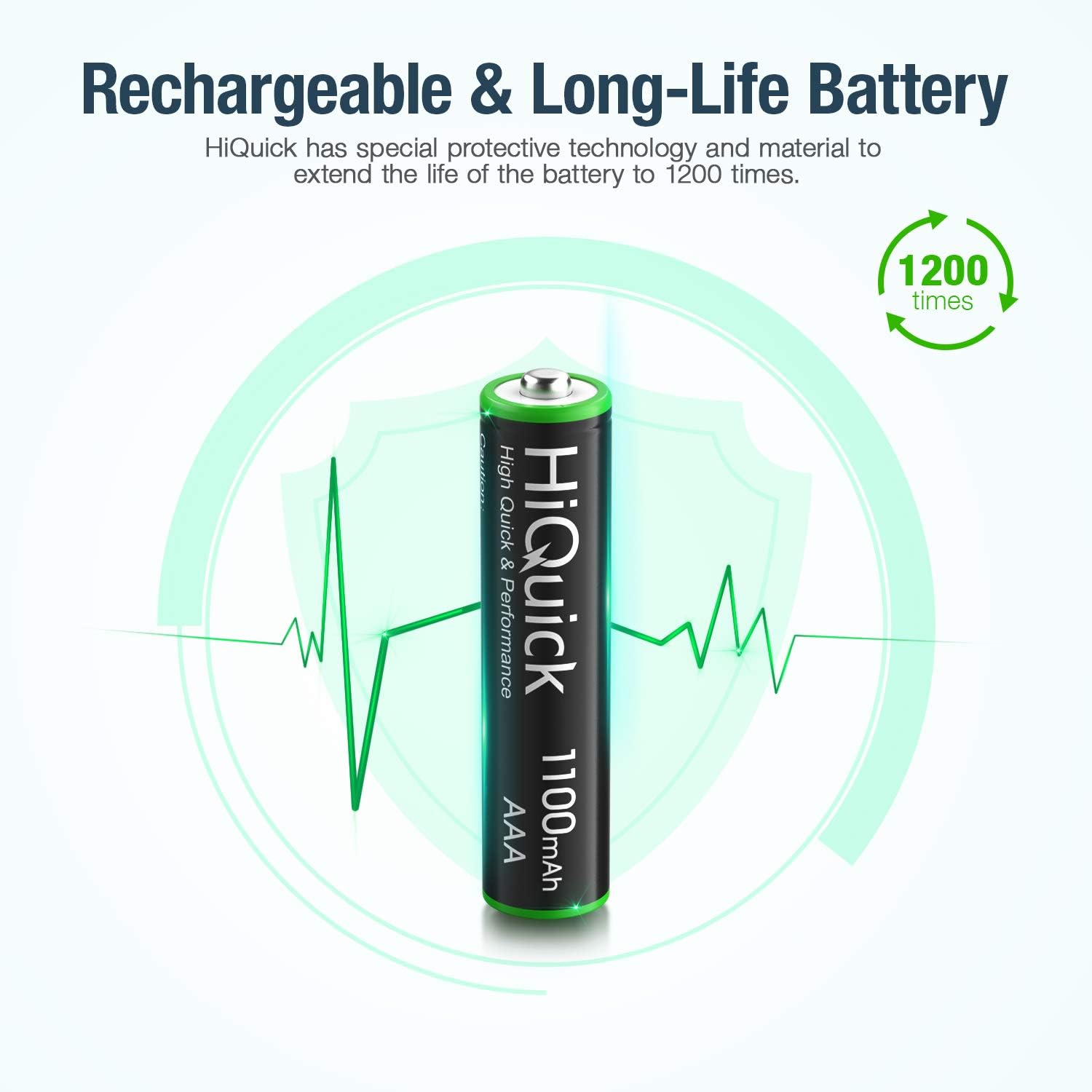HiQuick rechargeable battery with 1200 times cycle life