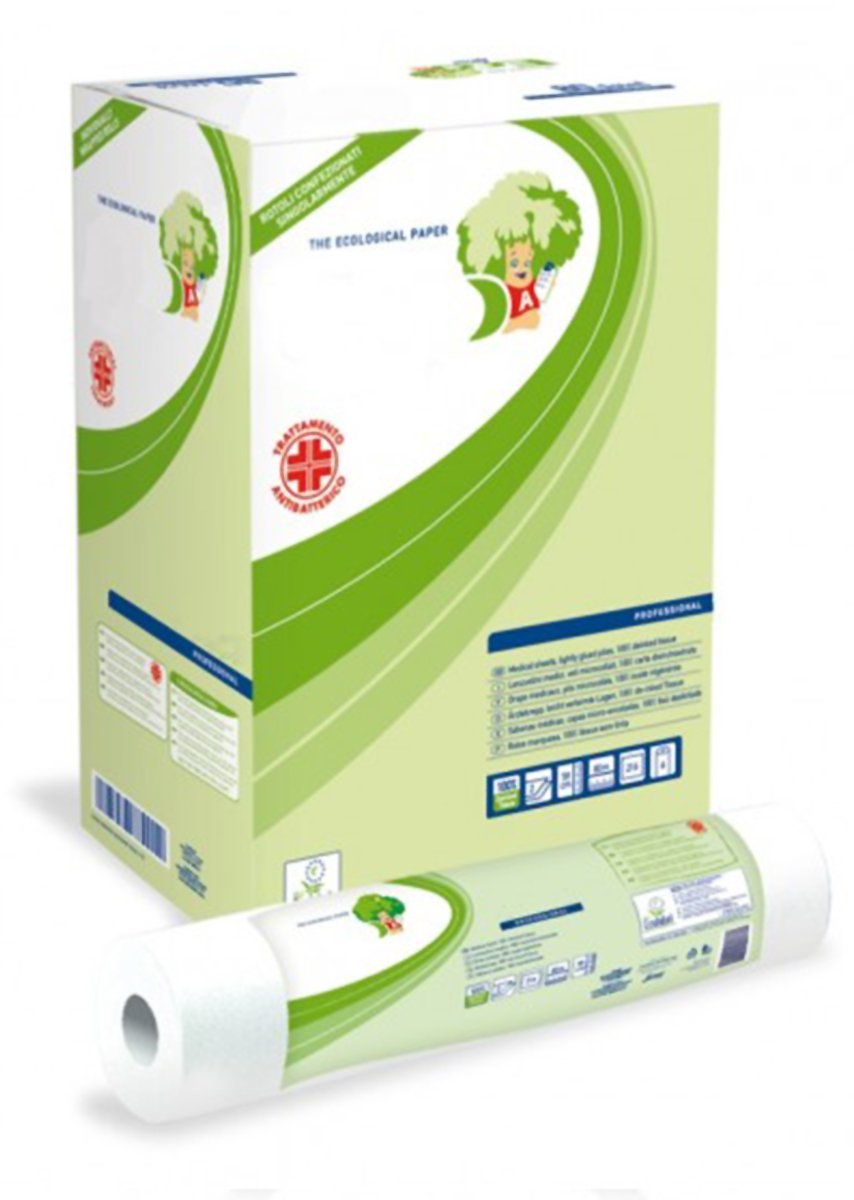 12 rotoli copri lettino massaggio Antibatterici Eco Lucart 80 metri