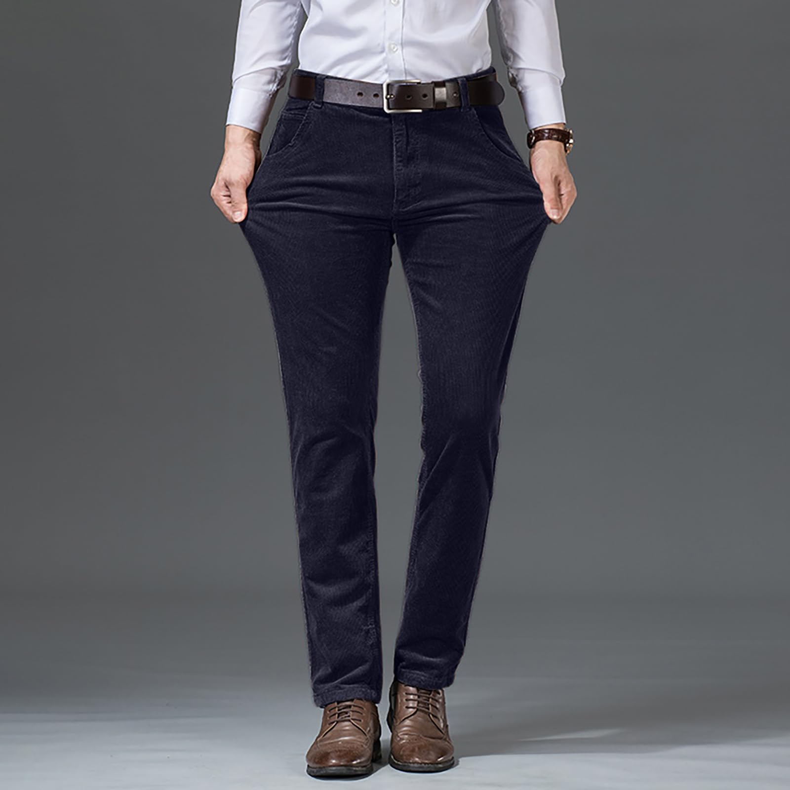 Cordhose Herren Stretch Winterhose Gefüttert Freizeithose Lang Hosen Gerades Bein Chino Hose Regular Fit Fleecehose Warm Herrenhosen Bequem Männer Arbeitshosen Business Casual Trousers for Men