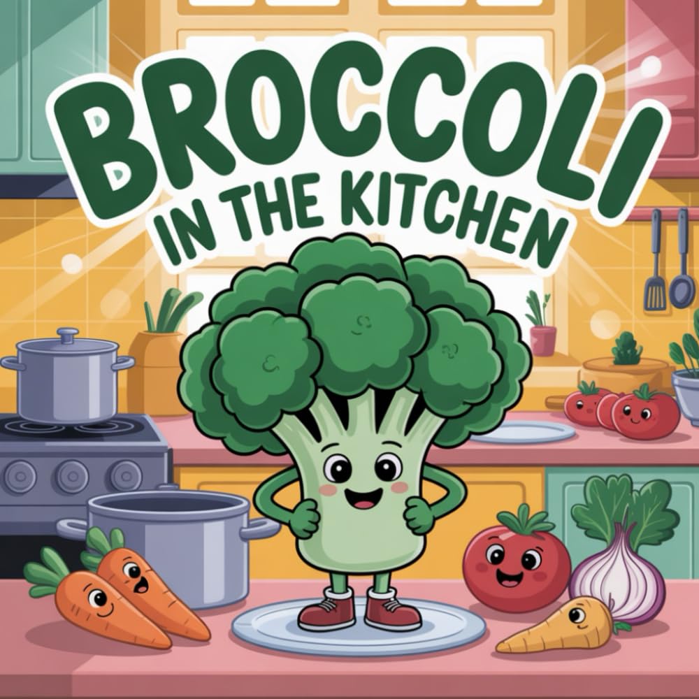 Broccoli in the Kitchen: A detailed coloring journey for foodies, cooks, and veggie lovers alike.