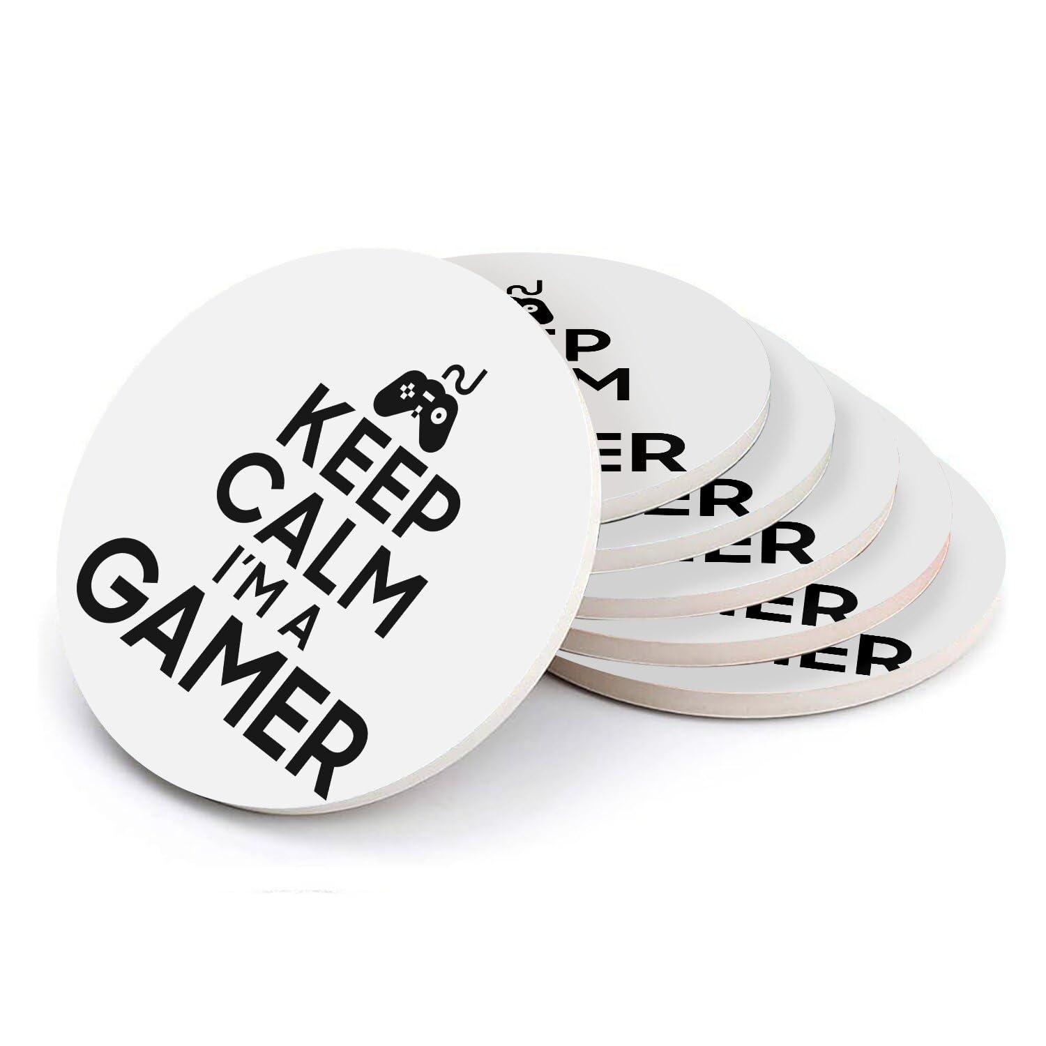Sous verre ronds en céramique Keep Calm cadeau idéal pour collègue geek