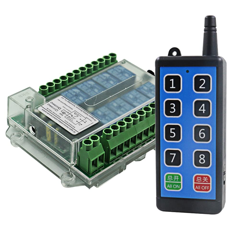 Interruptor de control remoto inalámbrico RF de 8 canales CC 9-72 V, interruptor de control remoto inalámbrico