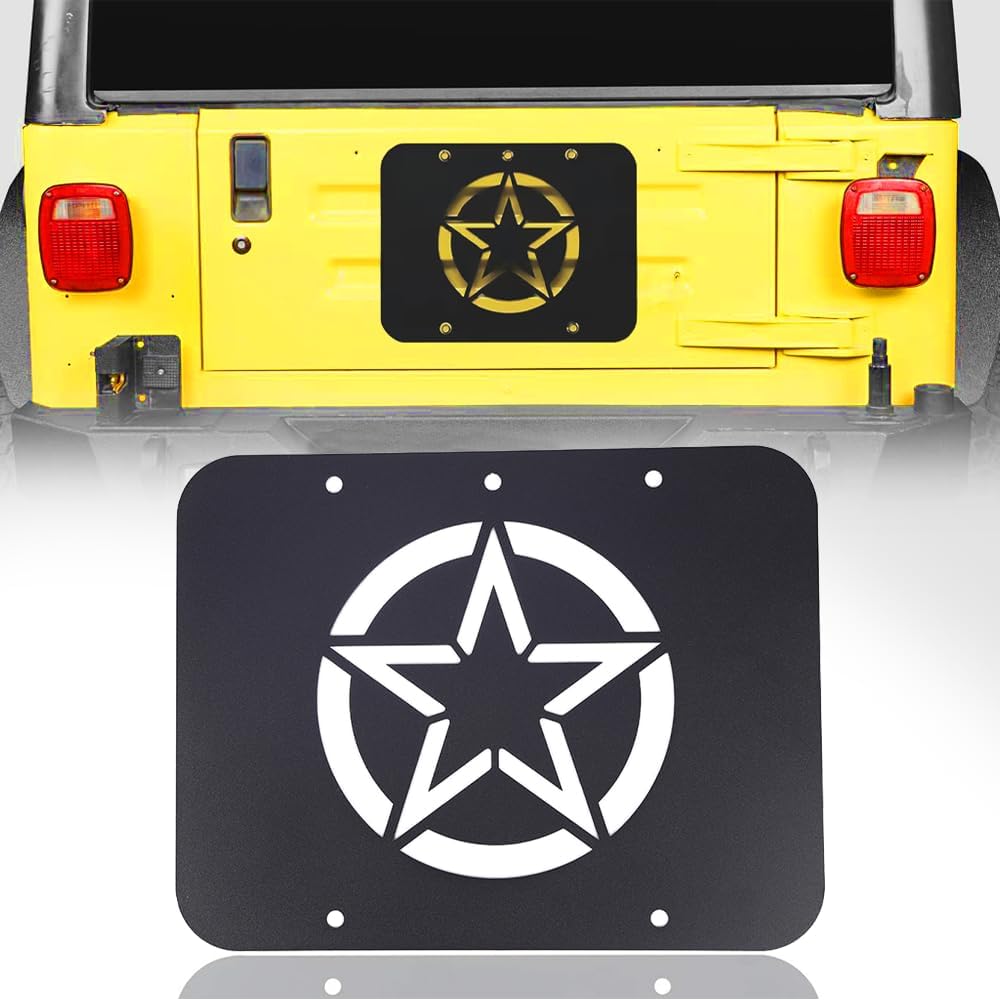 Spare Tire Carrier Delete Filler Plate Tramp Stamp Tailgate Exhaust Air Outlet Vent Panel Cover for Jeep Wrangler TJ 1997-2006 Exterior Accessories (Black)