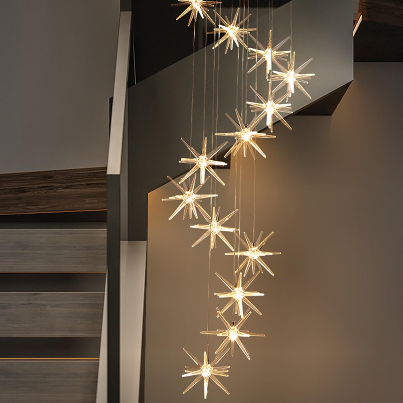 KXEcoLife LED Chandelier, 18 Glass Ball 90W Staircase Pendant Light, Creative Long Hanging Lights, Adjustable Length Chandeliers, Modern Ceiling Lights in The Villa, Stairwells and Living Ro