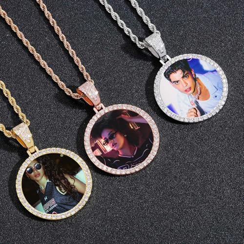 Custom Photo Pendant Necklace with Cubic Zirconia - Picture Necklace Personalized Photo for Men - Elegant Necklace with Picture Inside - Picture Chains for Men Elegant Keepsake Gift3