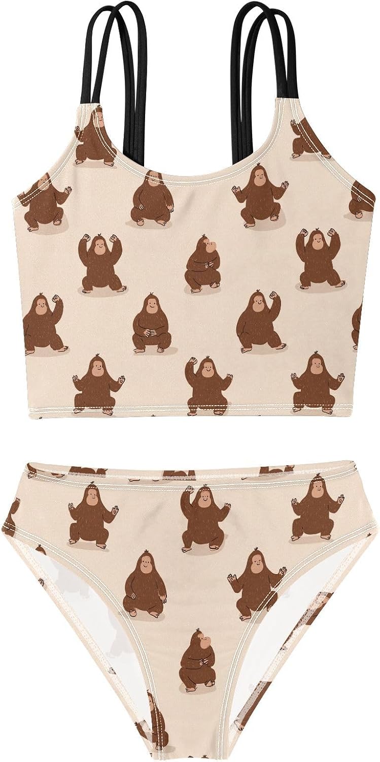 visesunny Girls Two Piece Swimsuits Gorilla Yoga Girl's Bikini Sets Bathing Suits for Girls Size 5-12Y