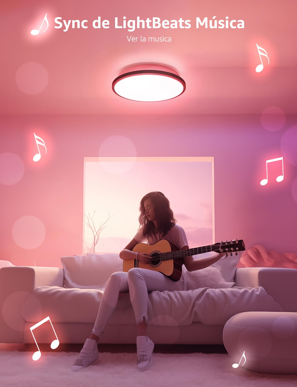 Lepro T1 AI Plafon LED Techo Inteligente,Iluminación Generada por AI Multicolor Regulable 24W Lámpara de Techo IP44, Control de Voz por APP Funciona con Alexa,Google Assistant para Sala,Cocina,Baño