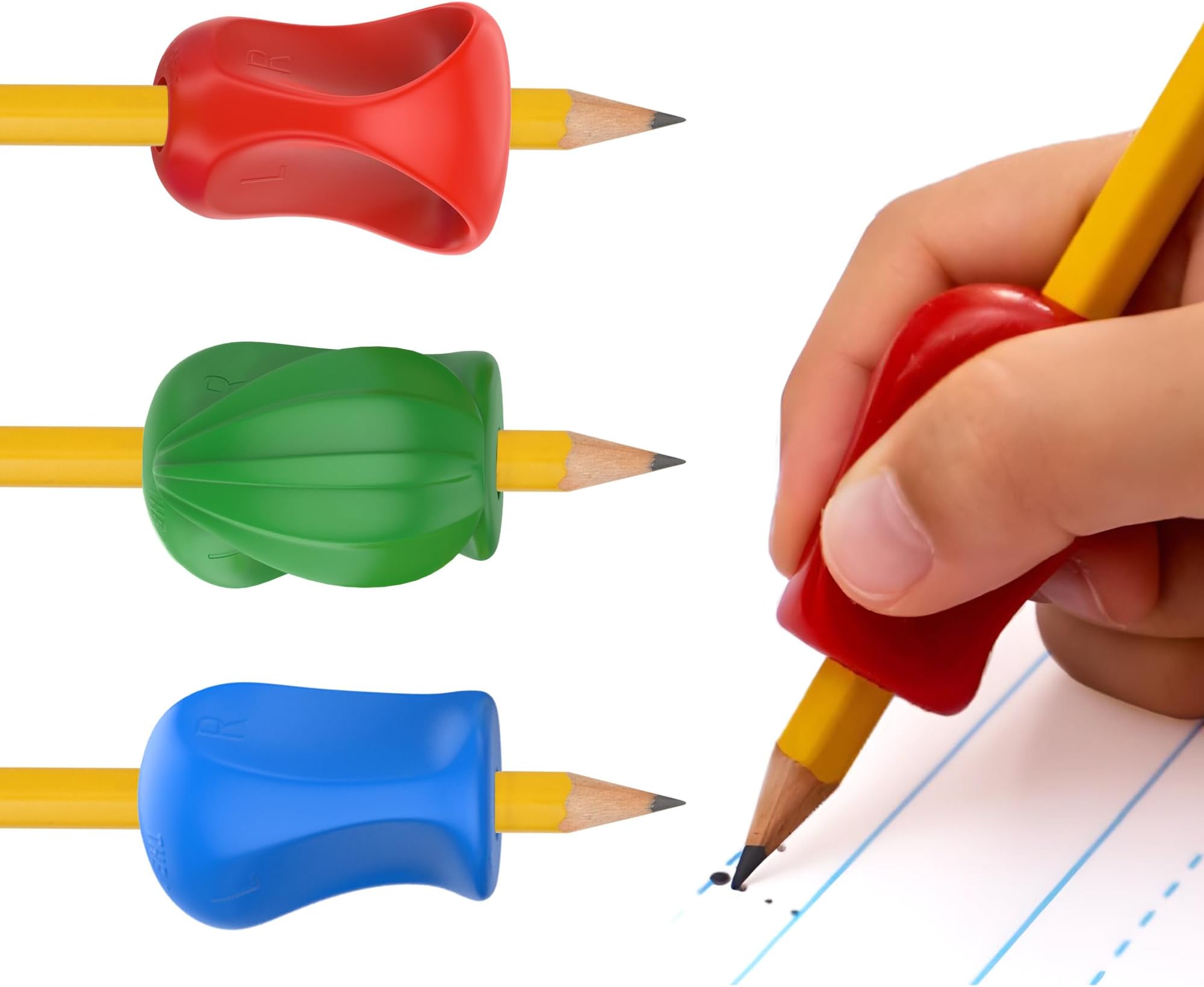 The Pencil Grip 3-Step Training Kit With 3 Premium Ergonomic Pencil Grips,Crossover Grip,Pinch Grip,Pencil Grip (Mxg-003),Multicolor