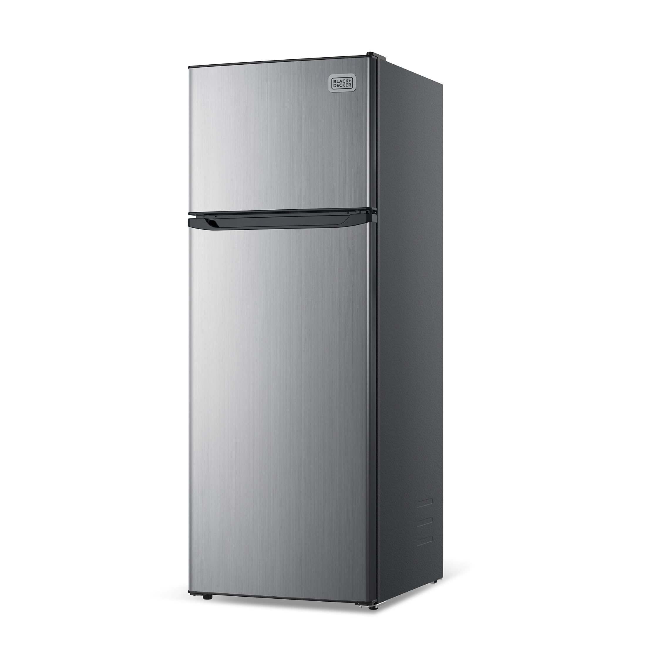 BLACK+DECKER 12 Cu. Ft. Top Mount Refrigerator with Freezer, 2 Door Fridge with Top Freezer and Adjustable Temperature Control, For Homes and Apartments, BDA12GLAS, Stainless Steel Look on Fridge.com