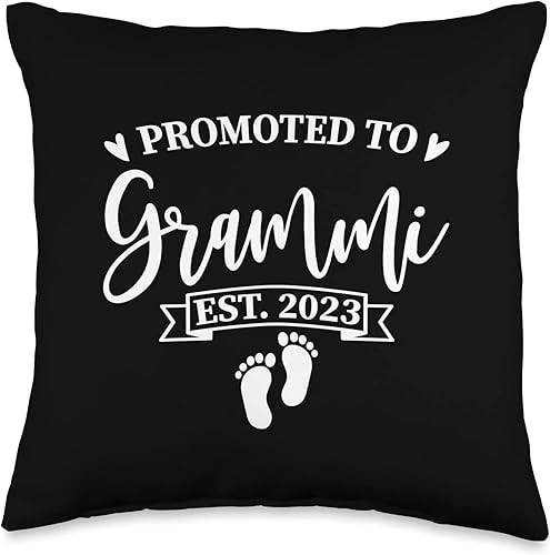 Promoted to Grammi est. 2023 - Almohada de regalo para abuela, 16 x 16 pulgadas, multicolor