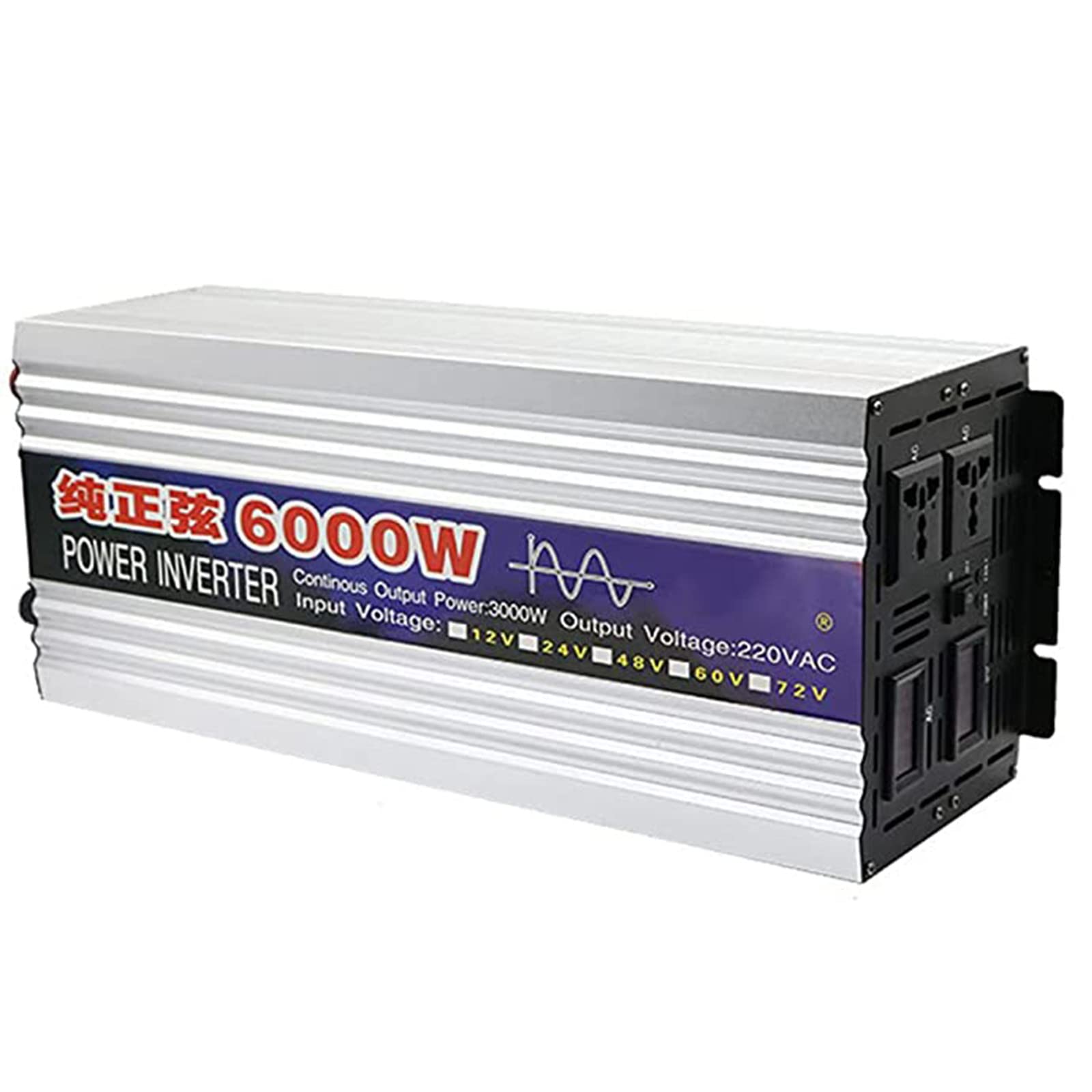 3000W/4000W/5000W/6000W Pure Sine Wave Inverter Dc Power Inverters DC 12V 24V 48V/60V To AC 110V 220V High Efficient Power Inverter For Car Device/Laptop/Camera/Cell Phone,Outdoor,6000W-60Vto220V