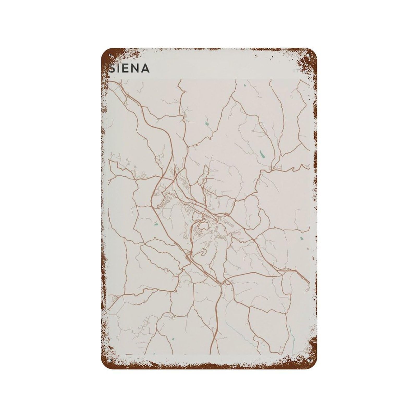 xiaoxiaoshen Siena Map Italy Travel Gift Scandi Wall Decor Art Metal Tin Poster Modern Home Decor Art Home Bar Shop Decorations Vintage Sign 30x20cm