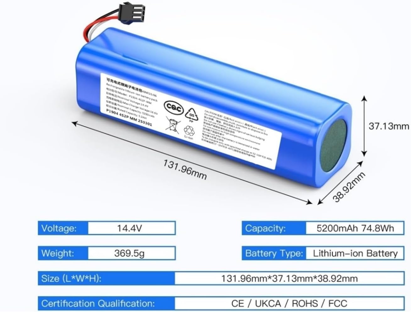 Replacement Battery，Compatible for Proscenic，M7 Pro/Max/LDS, M8 Pro, U6，Robot/Compatible for Lenovo，LR1(5200mah)