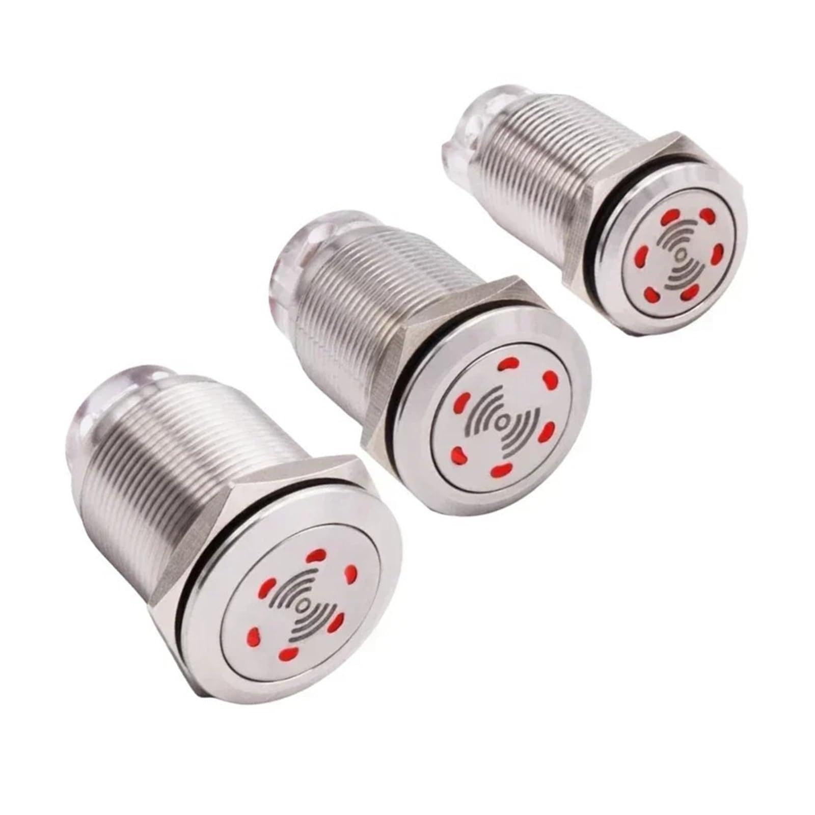 KFGWOPOYVY 19mm 22mm LED Loud Intermittent Flashing Warning Light Buzzer 12V 24V 220V Mini Red Lamp Alarm Stainless Steel Metal(16mm,220V)