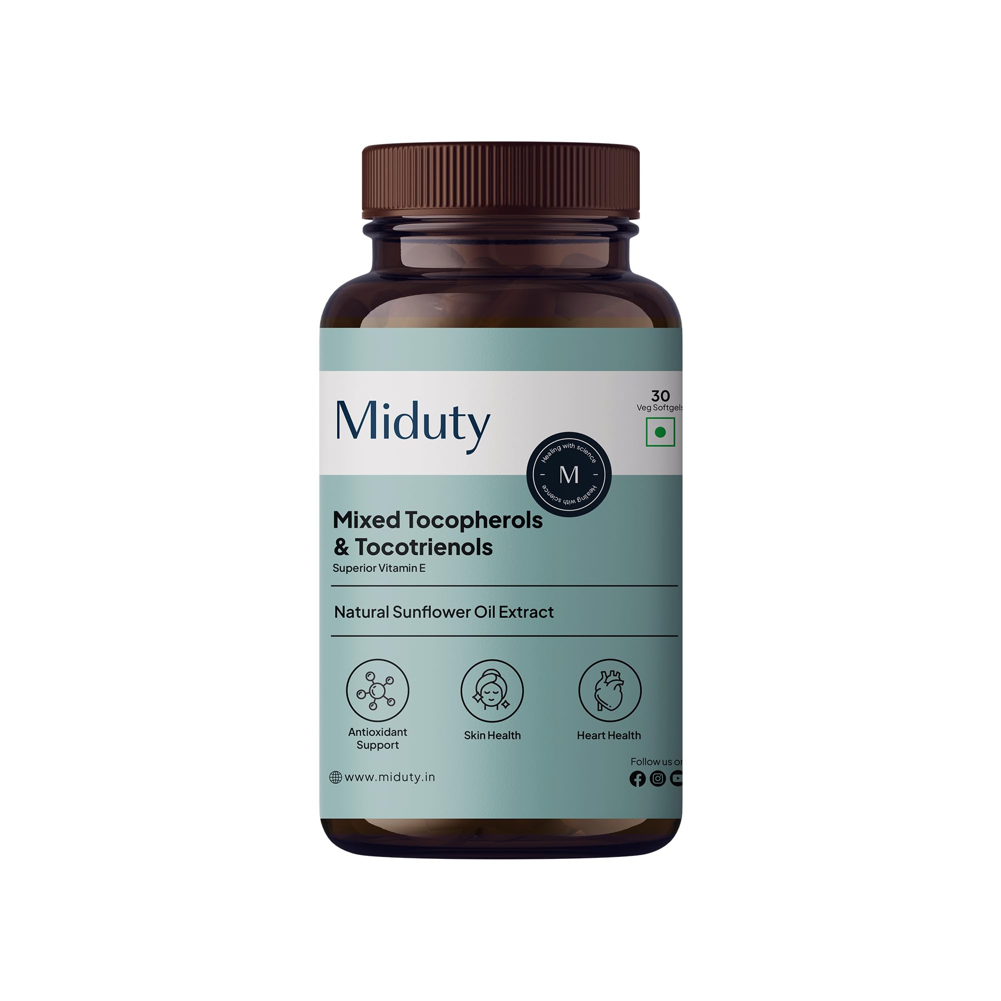Miduty Mixed Tocopherols & Tocotrienols - Full Spectrum Vitamin E Supplement - With Sunflower & Sea Buckthorn Oil - Natural Antioxidant Support for Skin, Heart & Brain Wellness - 30 Veg Softgels-picture-10