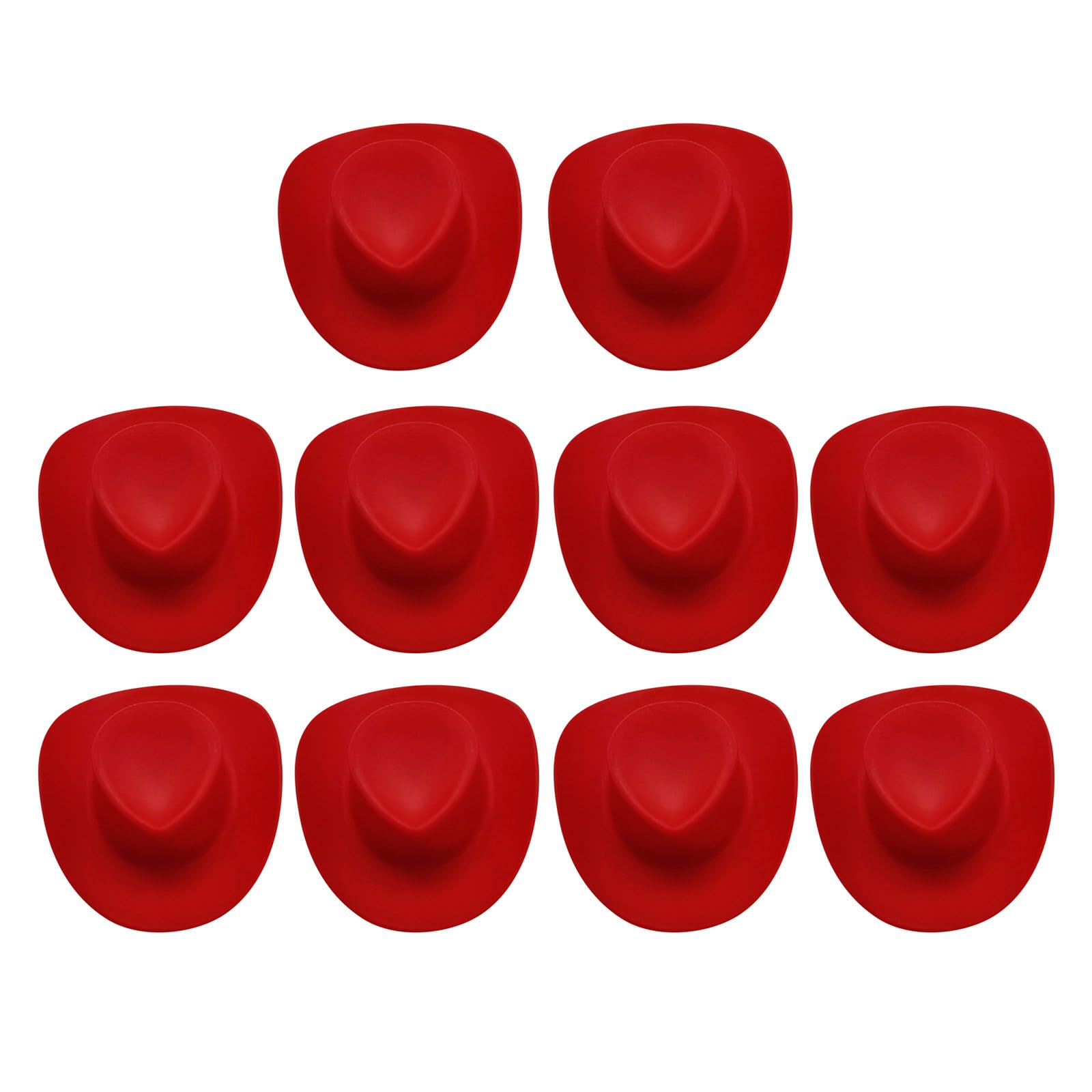 HZling Sticks Party 10Pcs Mini Cowboy Hat Plastic Mini Western Hat Cute Doll Hat Party Hats For Pretend Play Dollhouse Decoration Birthday Party Decorations for Men (Red, One Size)