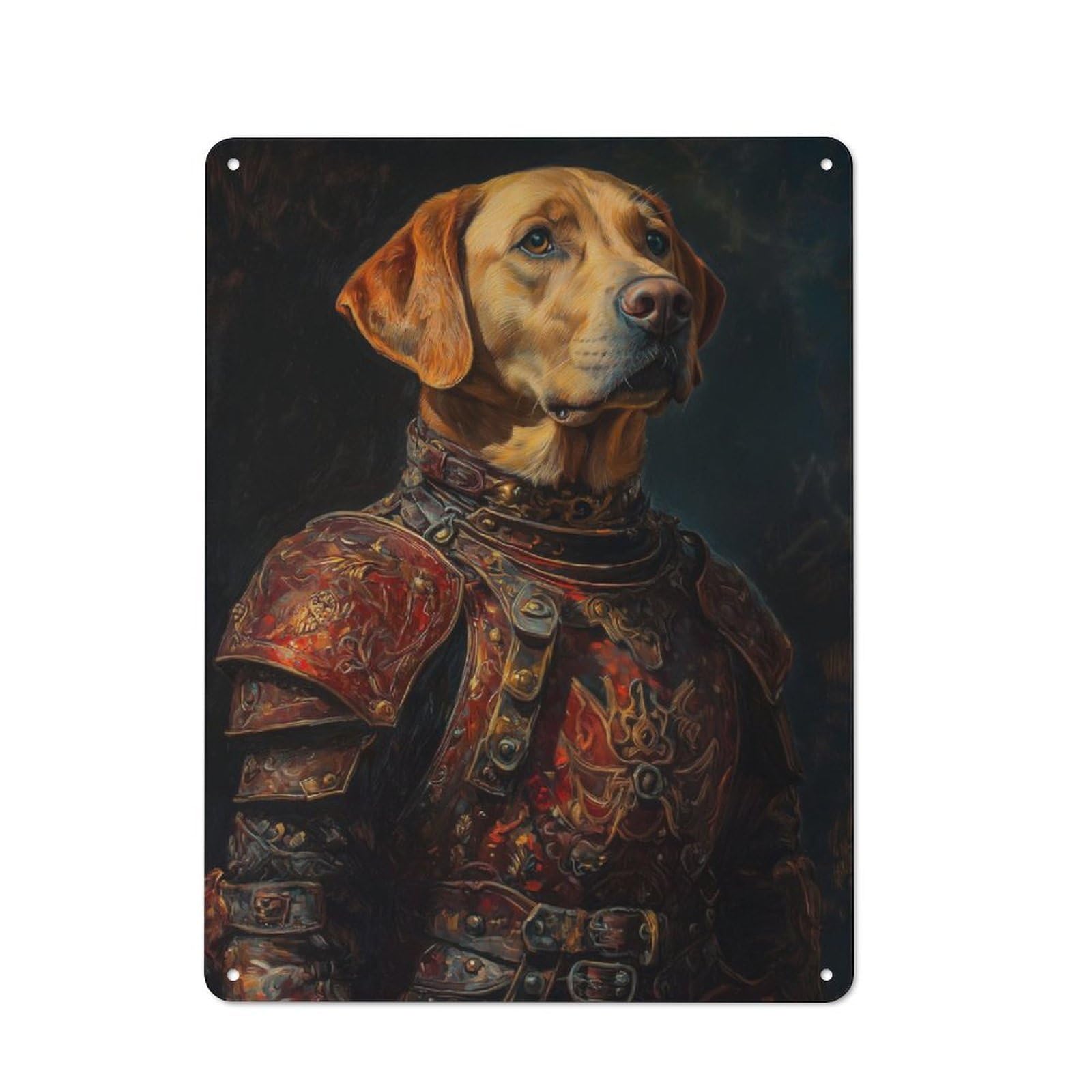 Junmoney Labrador Retreiver In Armor Rustic Metal Sign 40X30cm For Kitchen Or Home Bar, Gift For Kitchen Decor Lovers During The Christmas Season