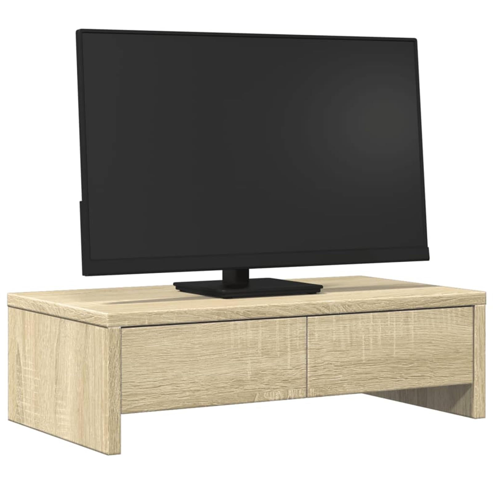 Gecheer Supporto per Monitor Doppio con Cassetti, Regolabile Altezza 50x27x15 cm in Truciolato, Scrivania Ufficio Casa per Lavoro da Remoto e Studio