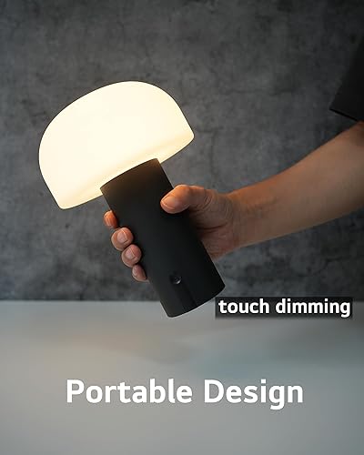Miniatura 3 de Lámpara de Mesa Inalámbrica con Forma de Hongo, Lámpara de Ducha Impermeable, Lámpara de Mesa Recargable a Batería, Luz Nocturna Regulable al Tacto
